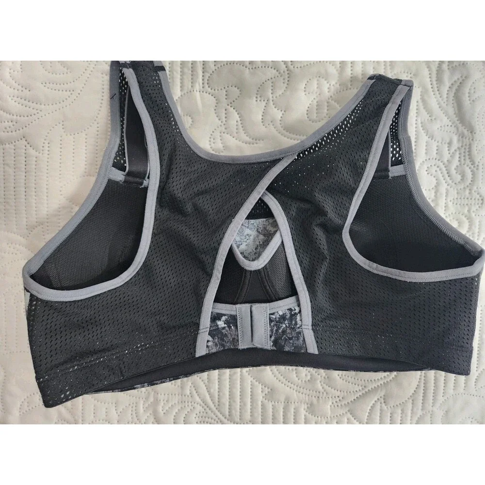 Maidenform Gray Black Mesh High Support Pullover Sports Bra Wireless 38C NWT